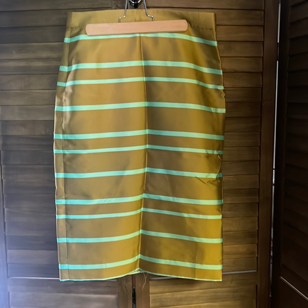 J. Crew Gold Ochre Striped Pencil Skirt